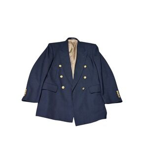 Stanley Blacker Navy Blue Double Breasted Blazer Gold Buttons Size 38S